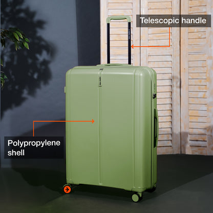 Nasher Miles The Line Hard-Sided Polypropylene Check-in Luggage Avacado Green 28 inch |75 Trolley Bag
