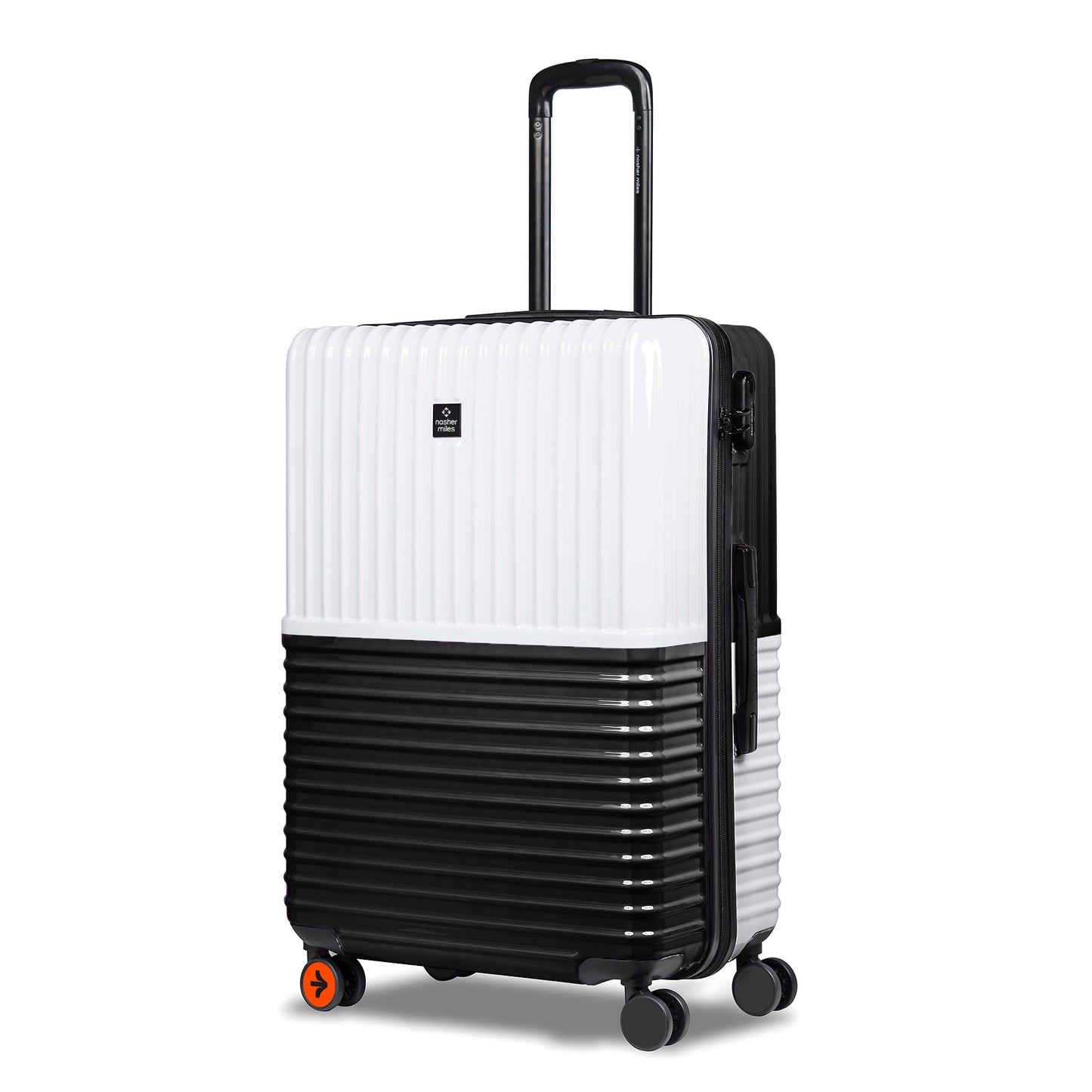 Nasher Miles Istanbul Hard-Sided ABS and PC Check-in Luggage 28 inch | 75cm | 8 Wheels Large Trolley Bag for Travel | Suitcase (Black White)