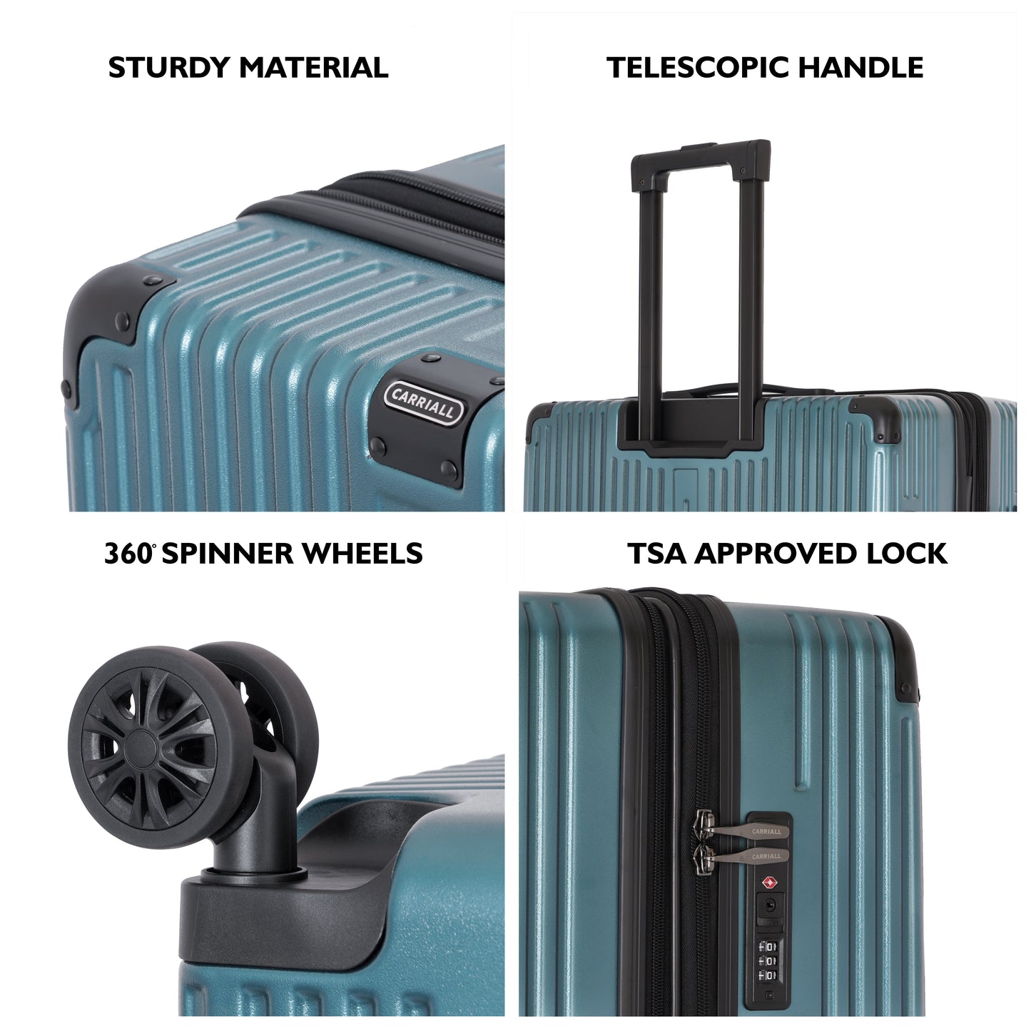 Carriall Meta Luggage Polycarbonate (PC) Hard Sided 20 inch / 55 cm Cabin Size Expandable Trolley Bag (Green)