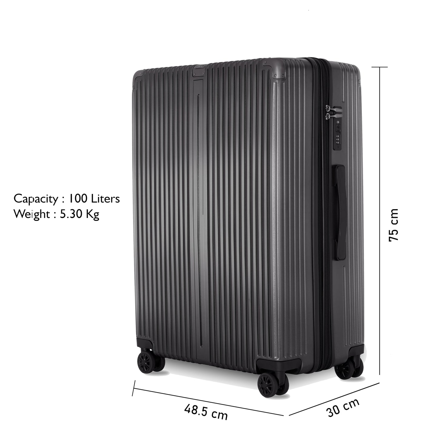 Carriall Meta Luggage Polycarbonate (PC) Hard Sided 28 inch / 75 cm Check-in Size Expandable Trolley Bag  (Grey)