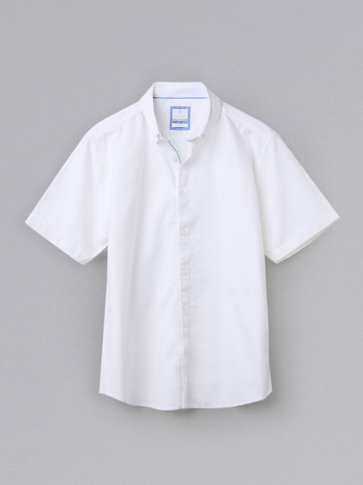 Laze 100% Cotton Shirt - Royal Oxford Weave | Kingdom Of White at Broadway