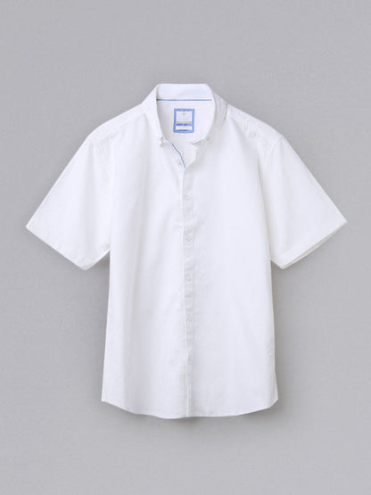 Laze 100% Cotton Shirt - Royal Oxford Weave | Kingdom Of White at Broadway