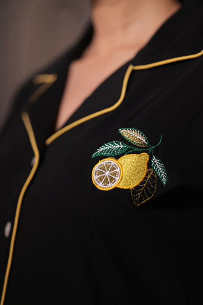 Lemon Embroidery Premium Pyjama Set