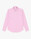 Bare Brown Button Down Collar Cotton Linen Shirt, Slim Fit with Full Sleeve- Light pink