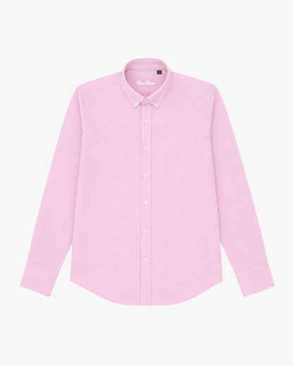 Bare Brown Button Down Collar Cotton Linen Shirt, Slim Fit with Full Sleeve- Light pink