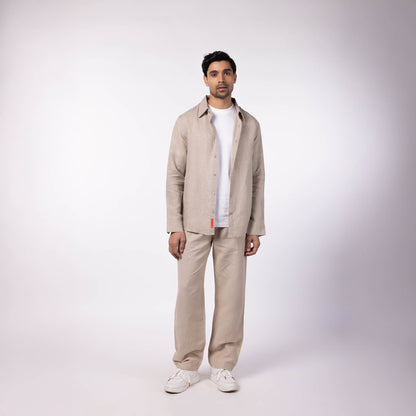 Men's Linen Blend Drawstring Pants - Natural
