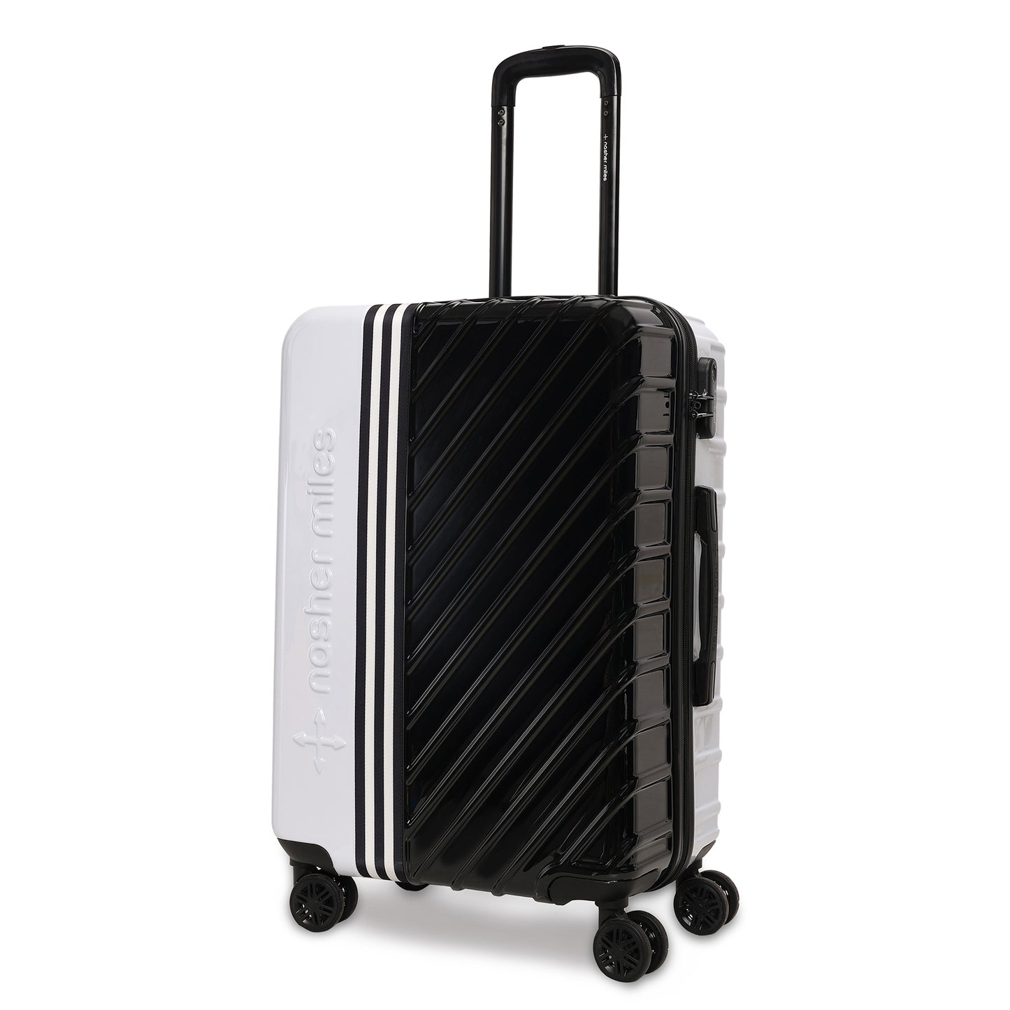 Nasher Miles Vegas Hard-Sided Polycarbonate Check-in Luggage Black&White 24 inch |65 Trolley Bag