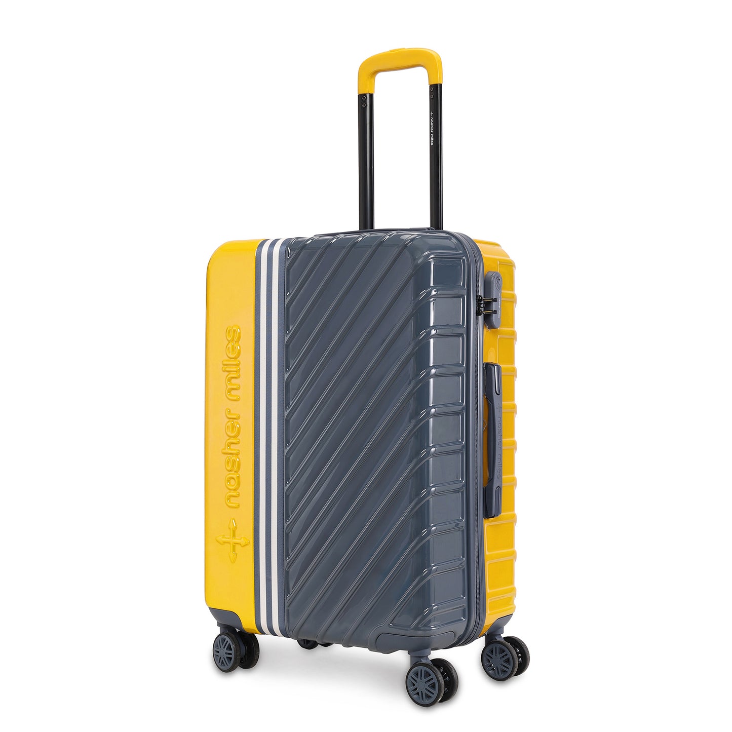 Nasher Miles Vegas Hard-Sided Polycarbonate Check-in Luggage Yellow&Grey 24 inch |65 Trolley Bag