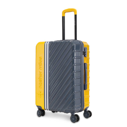 Nasher Miles Vegas Hard-Sided Polycarbonate Check-in Luggage Yellow&Grey 24 inch |65 Trolley Bag