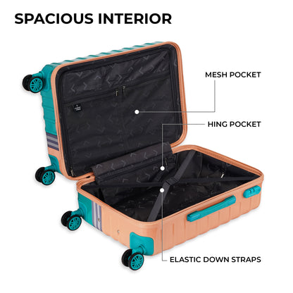 Nasher Miles Vegas Hard-Sided Polycarbonate Check-in Luggage Peach&Sea Blue 24 inch |65 Trolley Bag