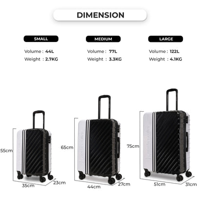Nasher Miles Vegas Hard-Sided Polycarbonate Check-in Luggage Black&White 24 inch |65 Trolley Bag