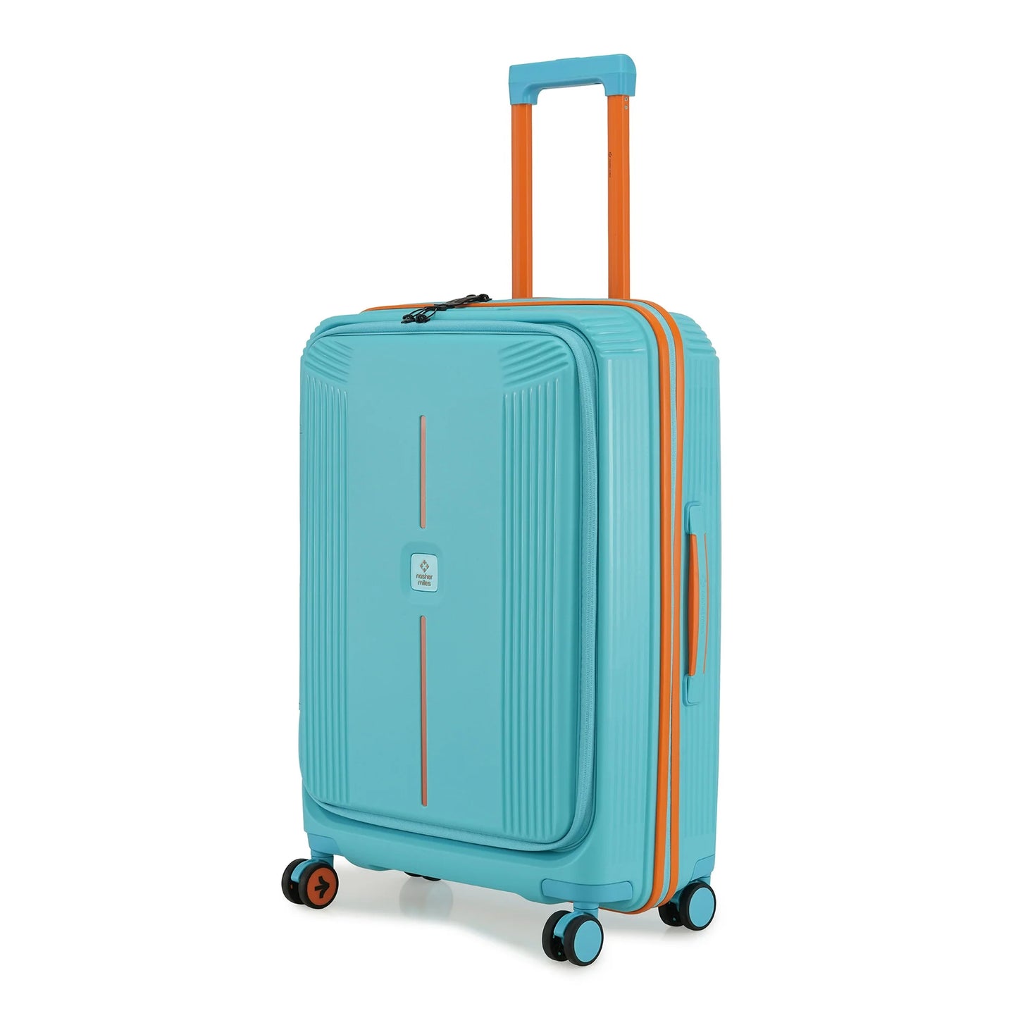 Nasher Miles Alexandria Hard-Sided Polypropylene TSA Lock Check-in Luggage 24 inch | 65cm | 8 Wheels Medium Trolley Bag for Travel | Suitcase (Teal Peach) | Nasher Miles at Broadway