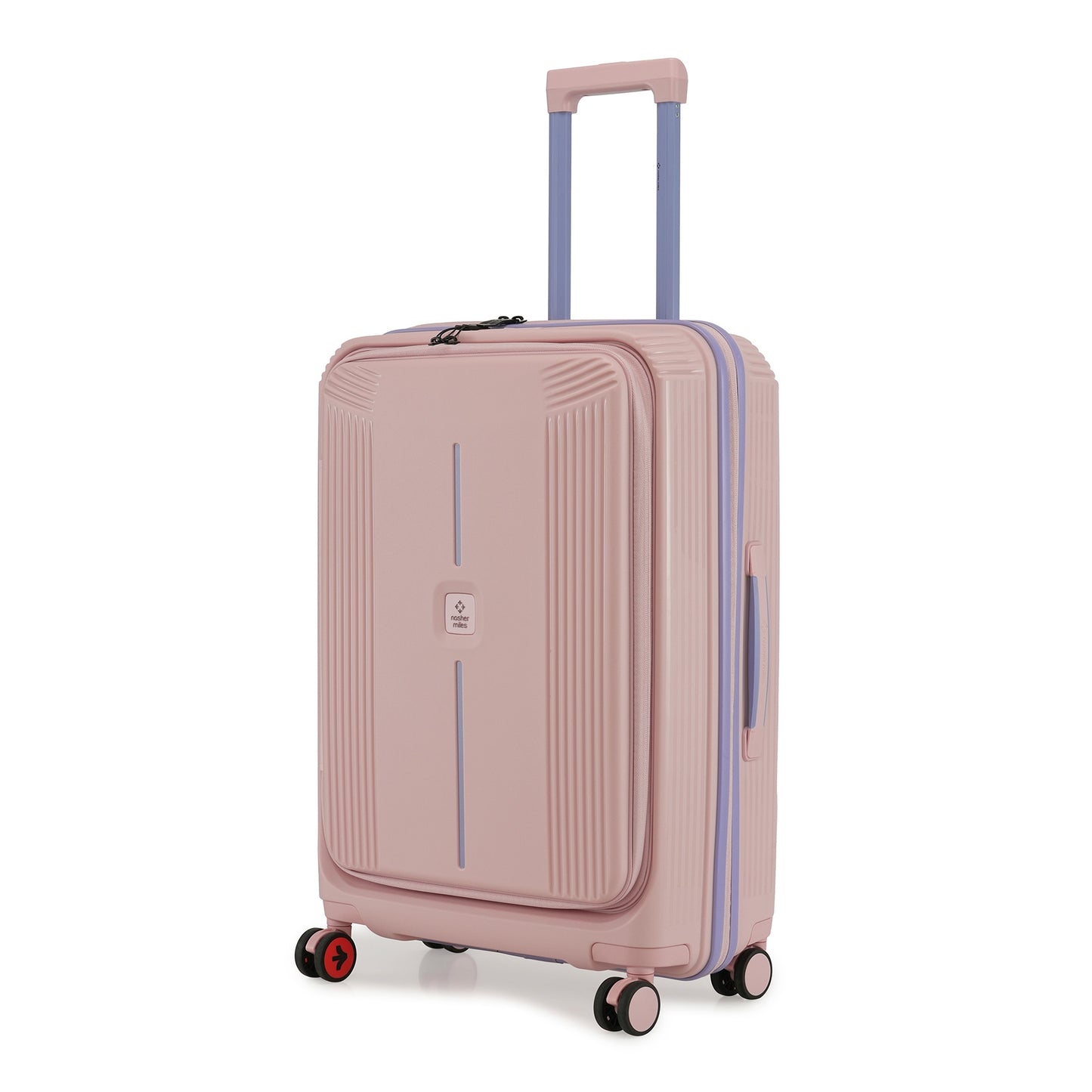 Nasher Miles Alexandria Hard-Sided Polypropylene TSA Lock Check-in Luggage 24 inch | 65cm | 8 Wheels Medium Trolley Bag for Travel | Suitcase (Peach Grey)