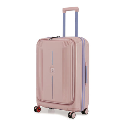 Nasher Miles Alexandria Hard-Sided Polypropylene TSA Lock Check-in Luggage 24 inch | 65cm | 8 Wheels Medium Trolley Bag for Travel | Suitcase (Peach Grey)