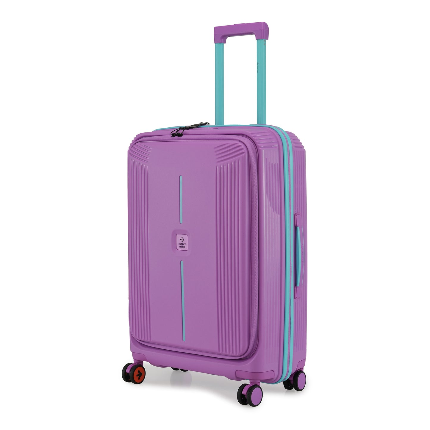Nasher Miles Alexandria Hard-Sided Polypropylene TSA Lock Check-in Luggage 24 inch | 65cm | 8 Wheels Medium Trolley Bag for Travel | Suitcase (Purple Blue)