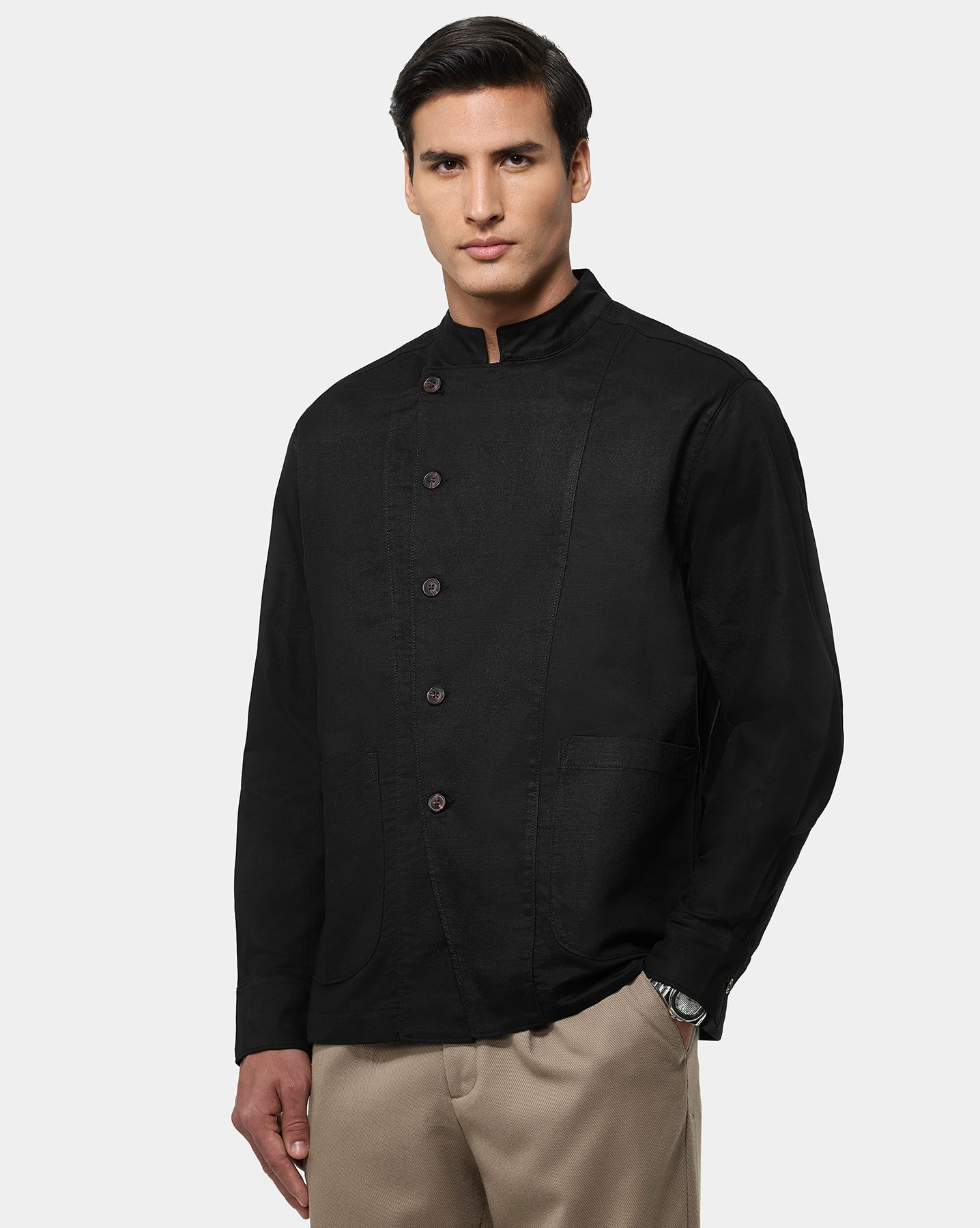 The Double Breasted Shacket Black
