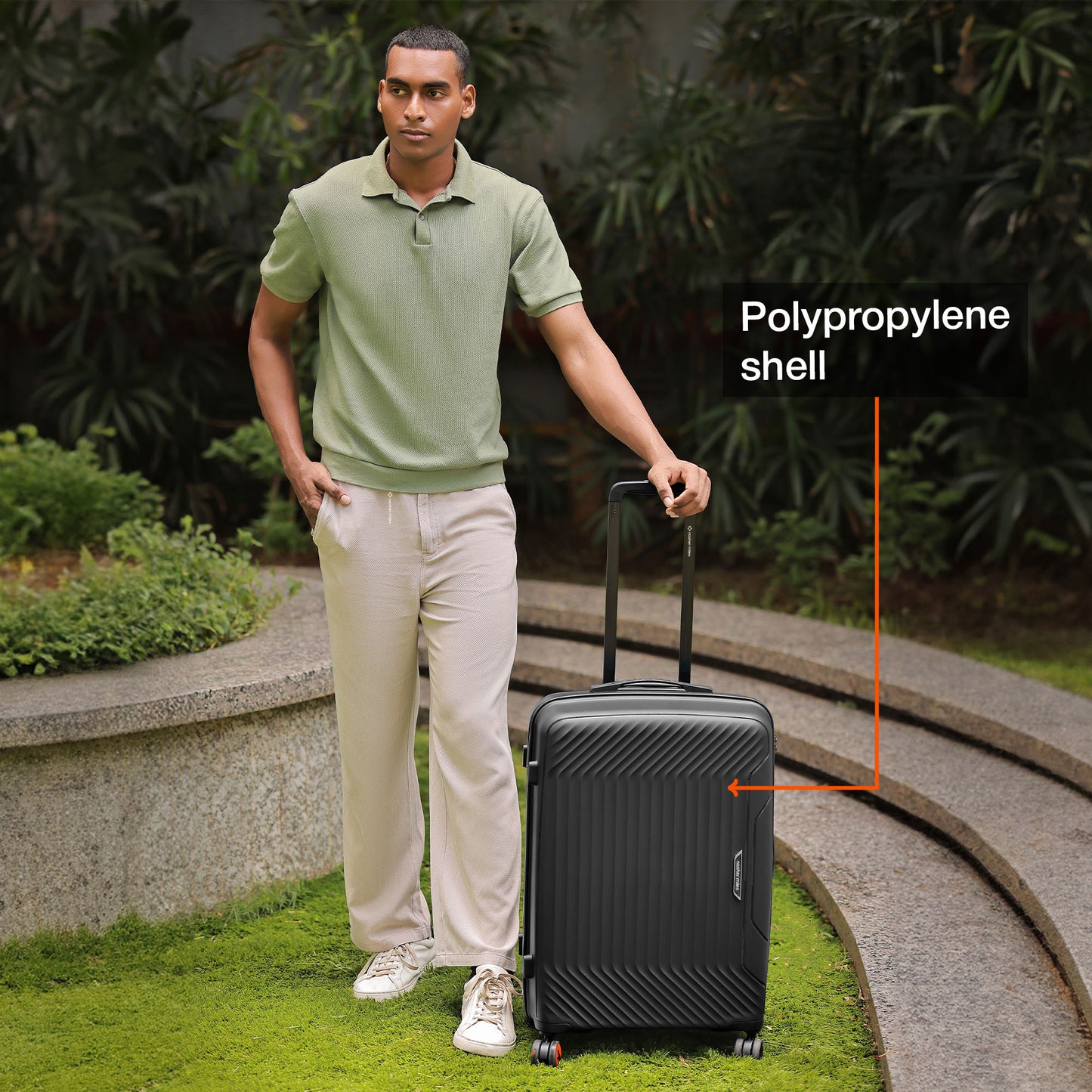 Nasher Miles Coorg Hard-Sided Polypropylene Check-in Luggage Black 28 inch |75 Trolley Bag