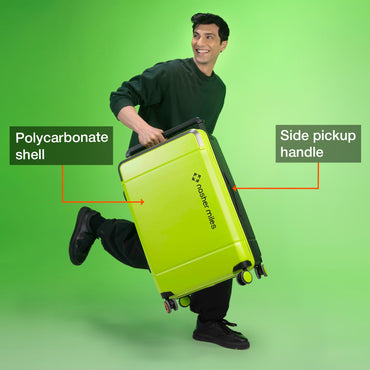Nasher Miles Oslo TSA Lock Hard-Sided Polycarbonate Wide Telescopic Handle Check-in Luggage Neon Green Grey 26 inch |66 Trolley Bag |Medium Suitcase