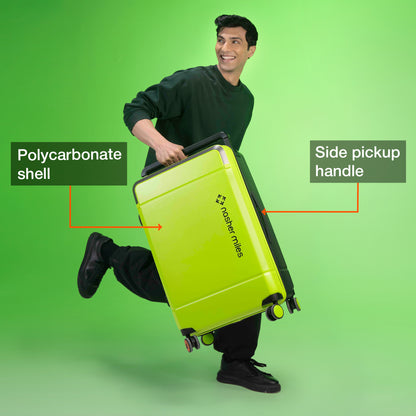 Nasher Miles Oslo TSA Lock Hard-Sided Polycarbonate Wide Telescopic Handle Check-in Luggage Neon Green Grey 26 inch |66 Trolley Bag |Medium Suitcase
