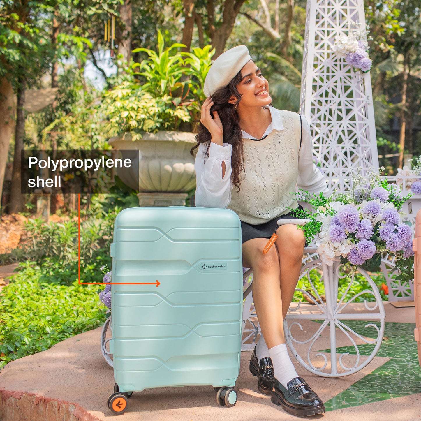 Nasher Miles Paris Hard-Sided Polypropylene Check-in Luggage 28 inch | 75cm | 8 Wheels Large Trolley Bag for Travel | Suitcase (Pastel Green)