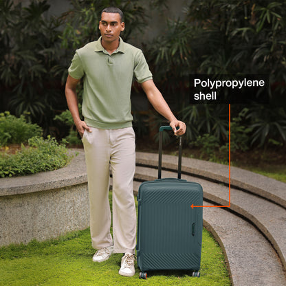Nasher Miles Coorg Hard-Sided Polypropylene Check-in Luggage Olive Green 24 inch |65 Trolley Bag