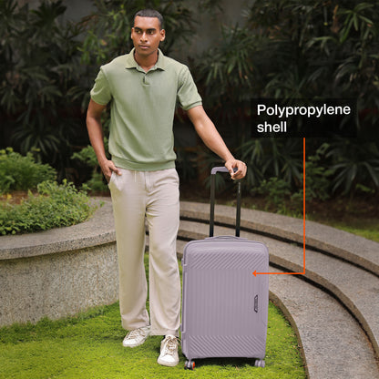 Nasher Miles Coorg Hard-Sided Polypropylene Check-in Luggage Grey 24 inch |65 Trolley Bag