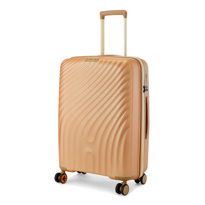 Nasher Miles Capri Hard-Sided Polypropylene Check-in Luggage 24 inch | 65cm | 8 Wheels Medium Trolley Bag for Travel | Suitcase (Champagne & RoseGold)