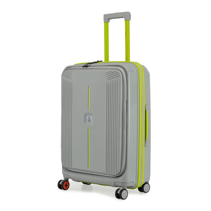 Nasher Miles Alexandria Hard-Sided Polypropylene TSA Lock Check-in Luggage 24 inch | 65cm | 8 Wheels Medium Trolley Bag for Travel | Suitcase (Grey Green)