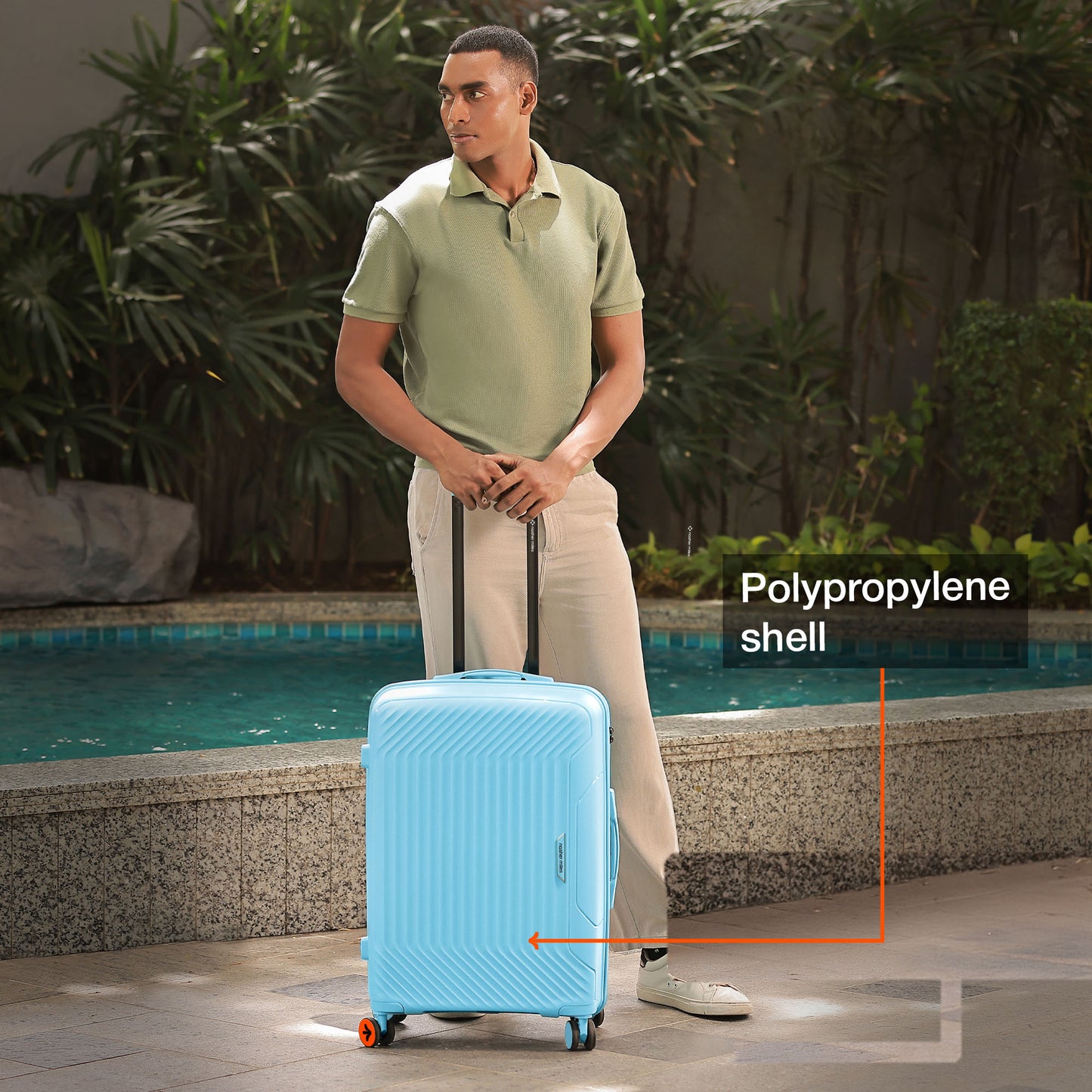 Nasher Miles Coorg Hard-Sided Polypropylene Check-in Luggage Sky Blue 28 inch |75 Trolley Bag
