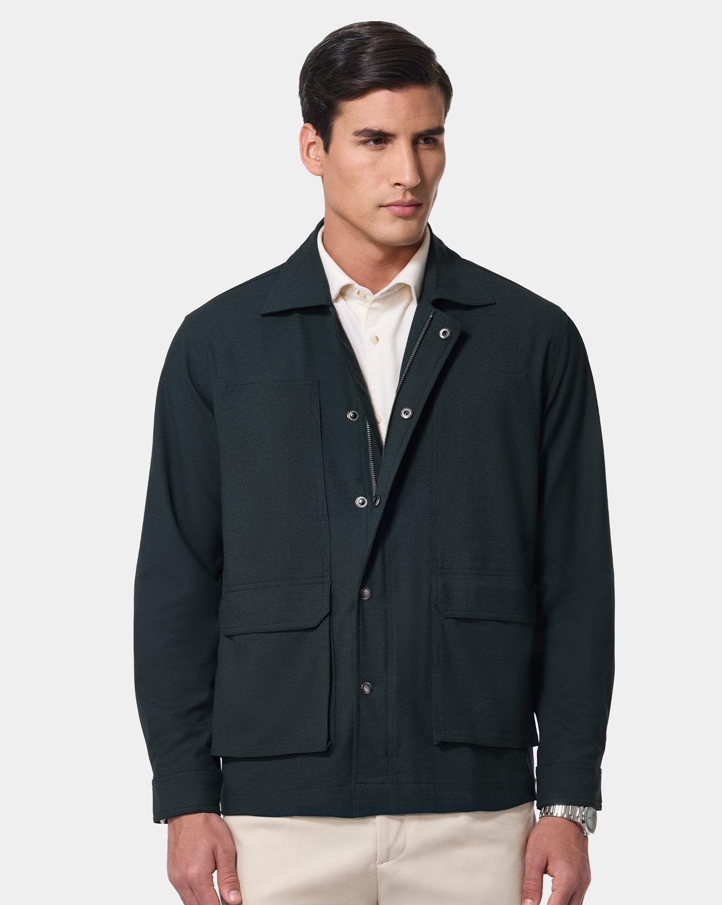 The 4 Way Stretch Shacket Rainforest Green