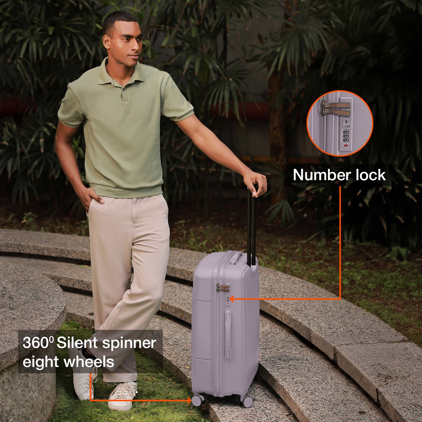 Nasher Miles Coorg Hard-Sided Polypropylene Check-in Luggage Grey 24 inch |65 Trolley Bag