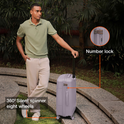 Nasher Miles Coorg Hard-Sided Polypropylene Check-in Luggage Grey 24 inch |65 Trolley Bag