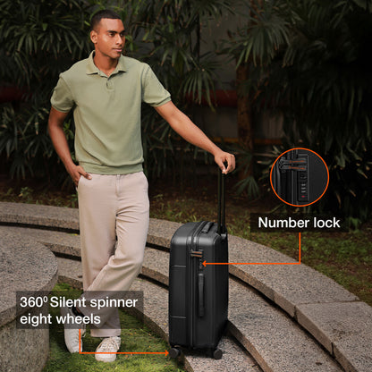 Nasher Miles Coorg Hard-Sided Polypropylene Check-in Luggage Black 24 inch |65 Trolley Bag