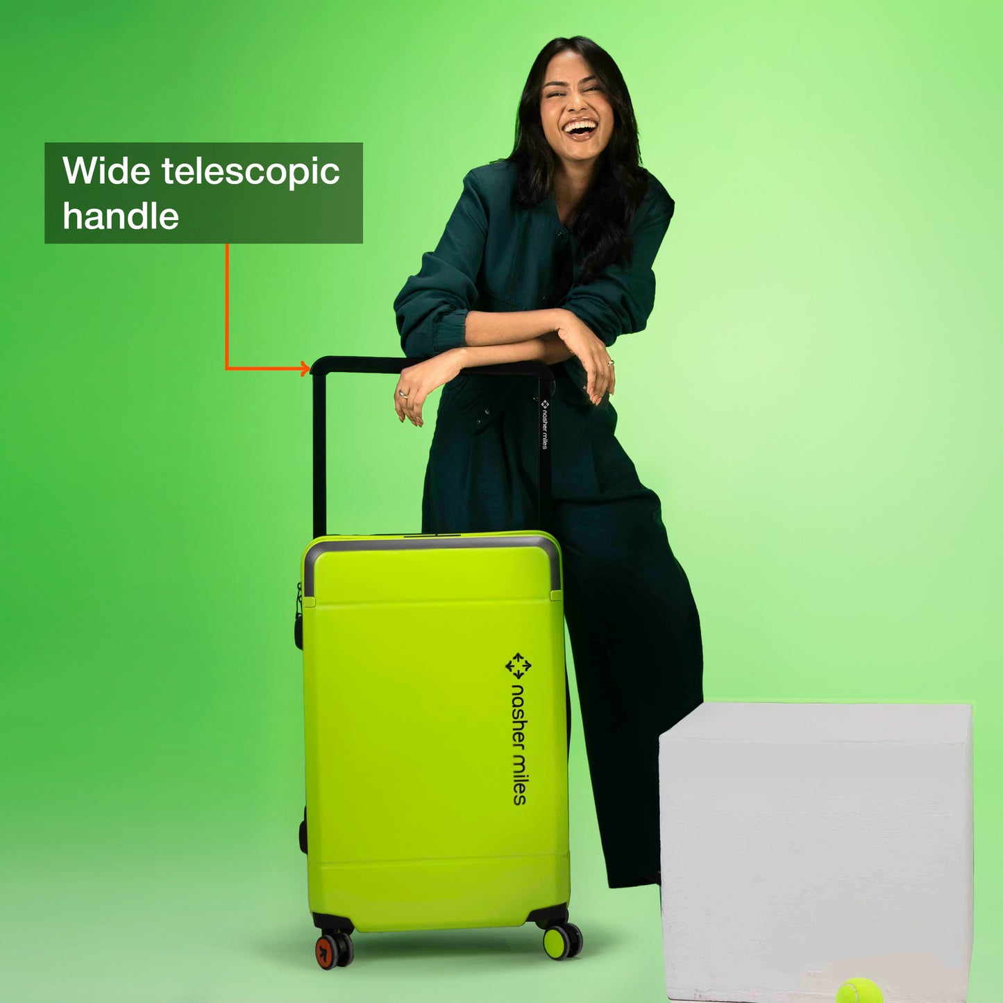 Nasher Miles Oslo TSA Lock Hard-Sided Polycarbonate Wide Telescopic Handle Check-in Luggage Neon Green Grey 26 inch |66 Trolley Bag |Medium Suitcase