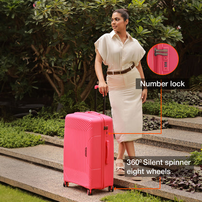 Nasher Miles Coorg Hard-Sided Polypropylene Check-in Luggage Paradish Pink 24 inch |65 Trolley Bag