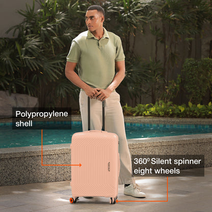 Nasher Miles Coorg Hard-Sided Polypropylene Check-in Luggage Peach 28 inch |75 Trolley Bag