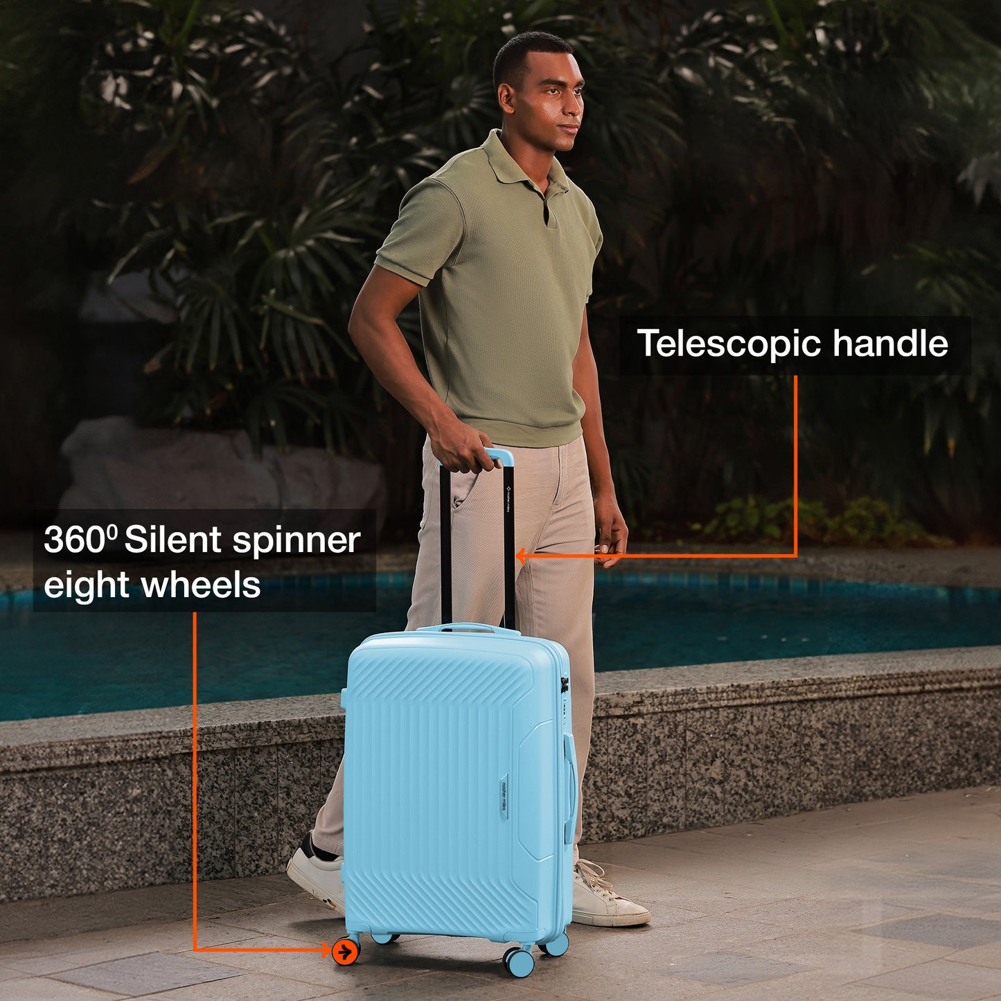 Nasher Miles Coorg Hard-Sided Polypropylene Check-in Luggage Sky Blue 28 inch |75 Trolley Bag