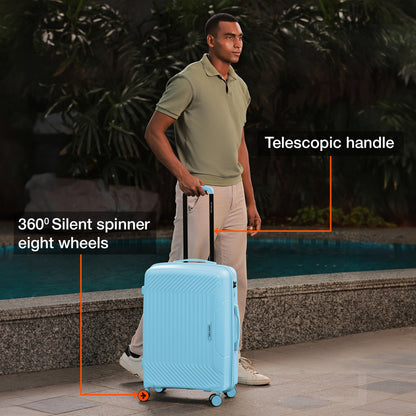 Nasher Miles Coorg Hard-Sided Polypropylene Check-in Luggage Sky Blue 28 inch |75 Trolley Bag