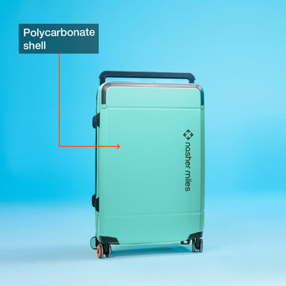 Nasher Miles Oslo TSA Lock Hard-Sided Polycarbonate Wide Telescopic Handle Check-in Luggage Patel Green Black 26 inch |66 Trolley Bag |Medium Suitcase