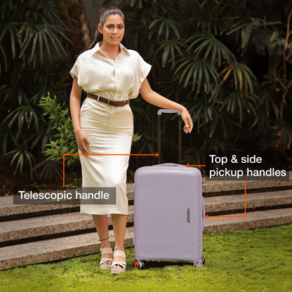 Nasher Miles Coorg Hard-Sided Polypropylene Check-in Luggage Grey 24 inch |65 Trolley Bag