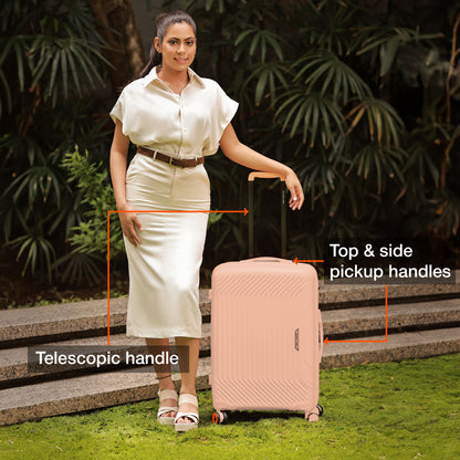 Nasher Miles Coorg Hard-Sided Polypropylene Check-in Luggage Peach 28 inch |75 Trolley Bag
