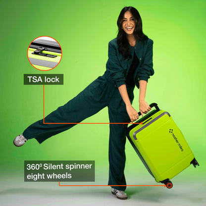 Nasher Miles Oslo TSA Lock Hard-Sided Polycarbonate Wide Telescopic Handle Check-in Luggage Neon Green Grey 26 inch |66 Trolley Bag |Medium Suitcase