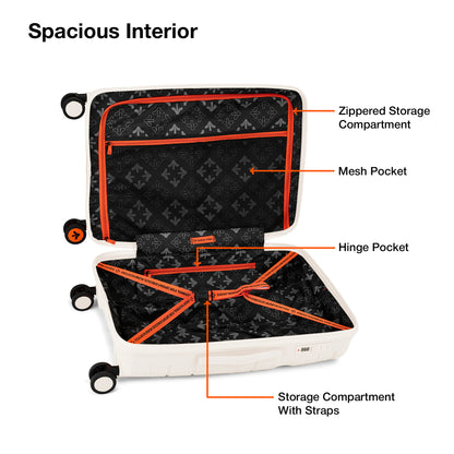 Nasher Miles The Line Hard-Sided Polypropylene Check-in Luggage White 28 inch |75 Trolley Bag