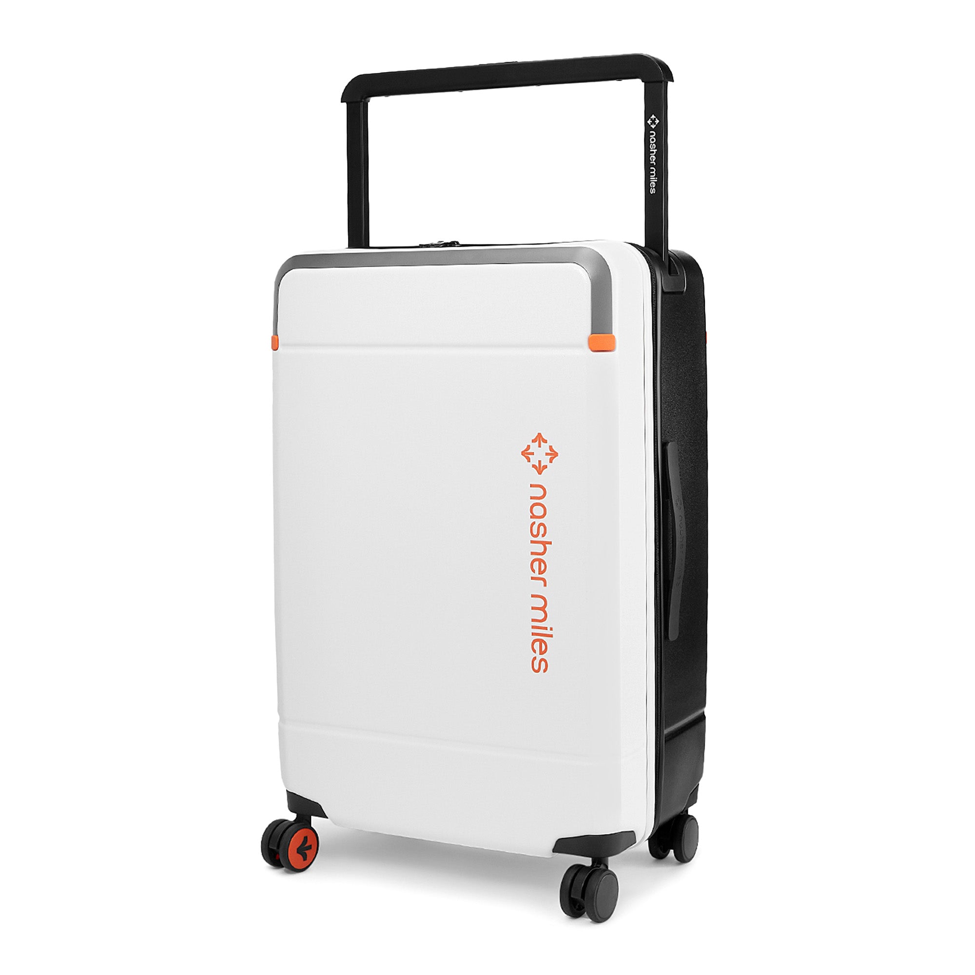Nasher Miles Oslo TSA Lock Hard-Sided Polycarbonate Wide Telescopic Handle Check-in Luggage White Black 26 inch |66 Trolley Bag |Medium Suitcase | Nasher Miles at Broadway