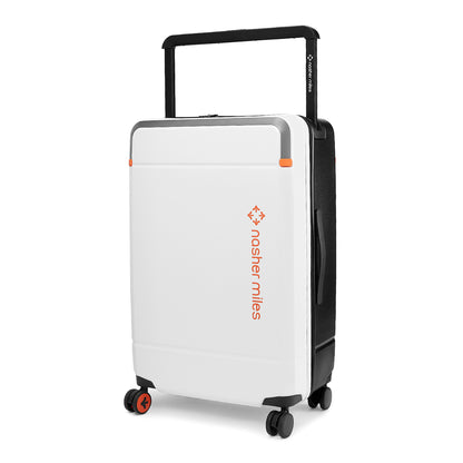 Nasher Miles Oslo TSA Lock Hard-Sided Polycarbonate Wide Telescopic Handle Check-in Luggage White Black 26 inch |66 Trolley Bag |Medium Suitcase