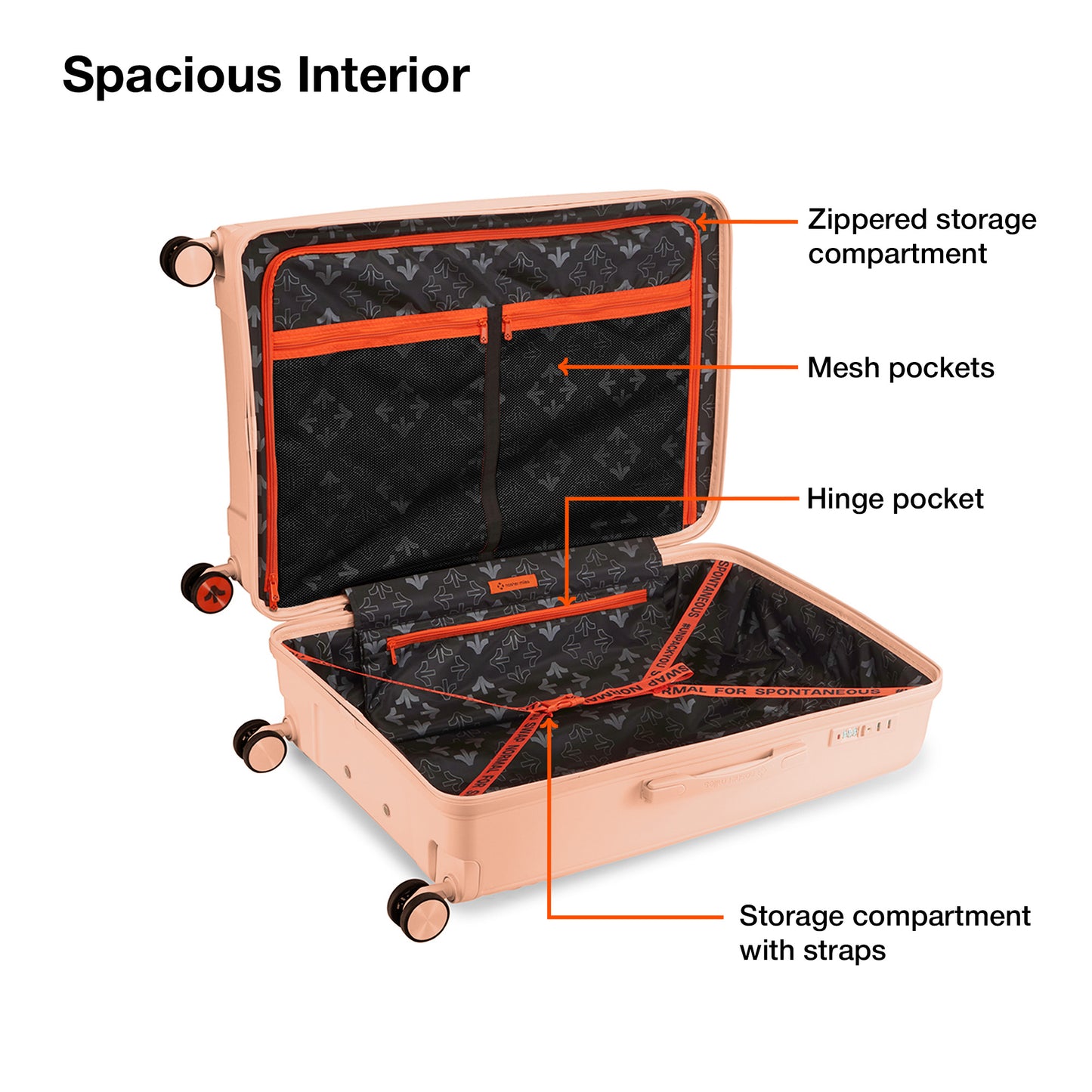 Nasher Miles Coorg Hard-Sided Polypropylene Check-in Luggage Peach 24 inch |65 Trolley Bag