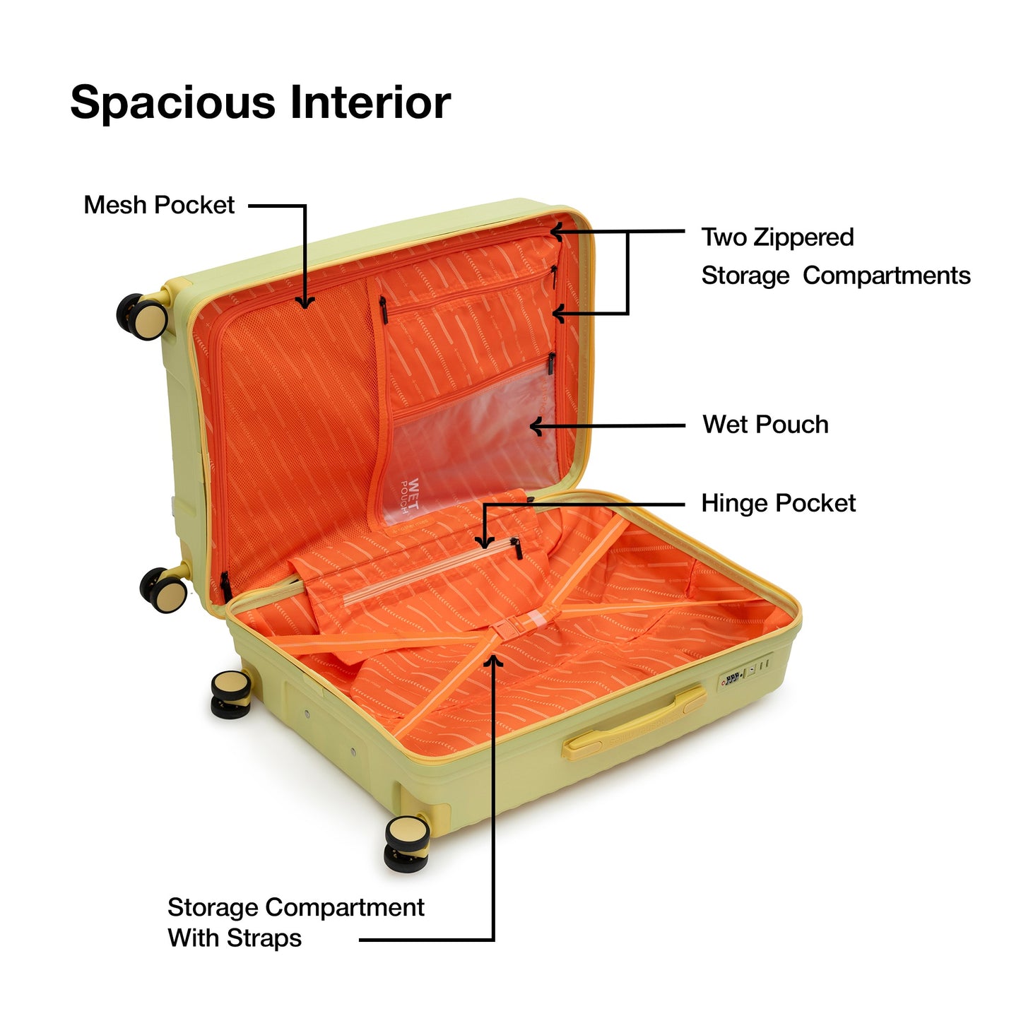Nasher Miles Havelock TSA Lock and Anti-Theft Hard-Sided Polypropylene Check-in Luggage Green 24 inch |65 Trolley Bag | Suitcase