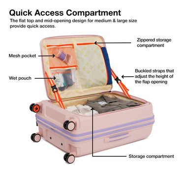 Nasher Miles Alexandria Hard-Sided Polypropylene TSA Lock Check-in Luggage 24 inch | 65cm | 8 Wheels Medium Trolley Bag for Travel | Suitcase (Peach Grey)