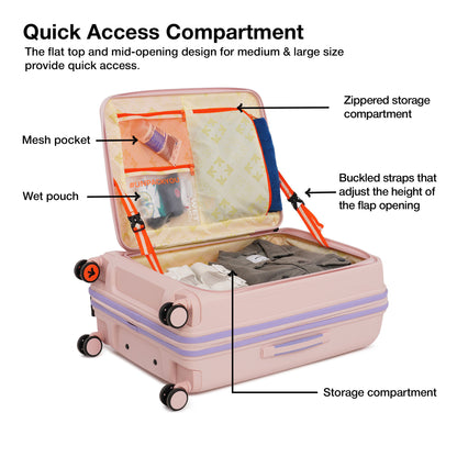 Nasher Miles Alexandria Hard-Sided Polypropylene TSA Lock Check-in Luggage 24 inch | 65cm | 8 Wheels Medium Trolley Bag for Travel | Suitcase (Peach Grey)