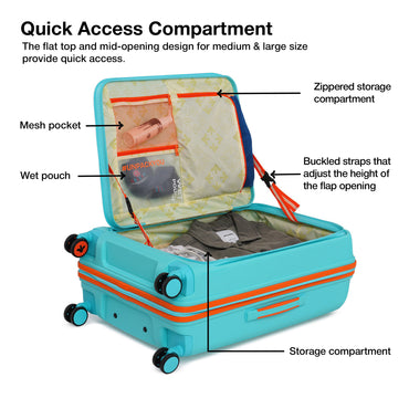 Nasher Miles Alexandria Hard-Sided Polypropylene TSA Lock Check-in Luggage 24 inch | 65cm | 8 Wheels Medium Trolley Bag for Travel | Suitcase (Teal Peach)